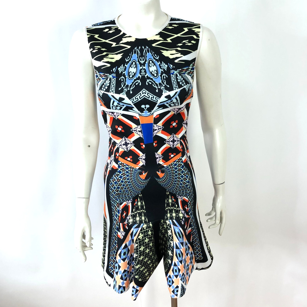 Clover Canyon Small Sheath Fitted Mini Above Knee Dress Abstract All Over Print